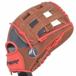 Kelly's Ultimate Sports Viper Japanese Kip Leather Slowpitch Softball Fielding Glove Carmel/Navy/Red