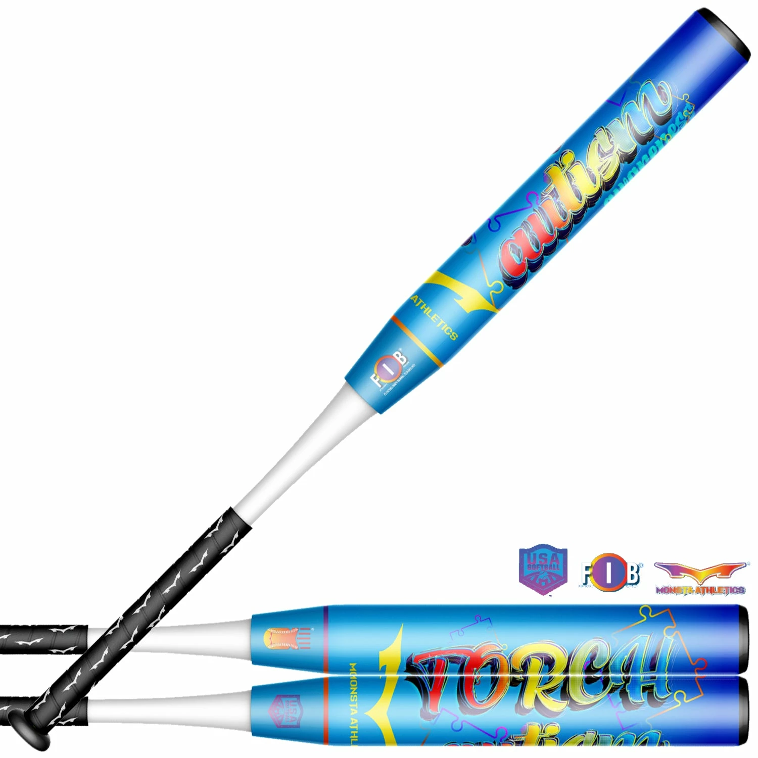 Kelly's Ultimate Sports 2023 Monsta Torch Autism Edition - M5 – 2PC - 3500 Handle - Mid-Load - USA/ASA Slowpitch Softball Bat 1 Kelly's Ultimate Sports 2023 Monsta Torch Autism Edition - M5 – 2PC - 3500 Handle - Mid-Load - USA/ASA Slowpitch Softball Bat