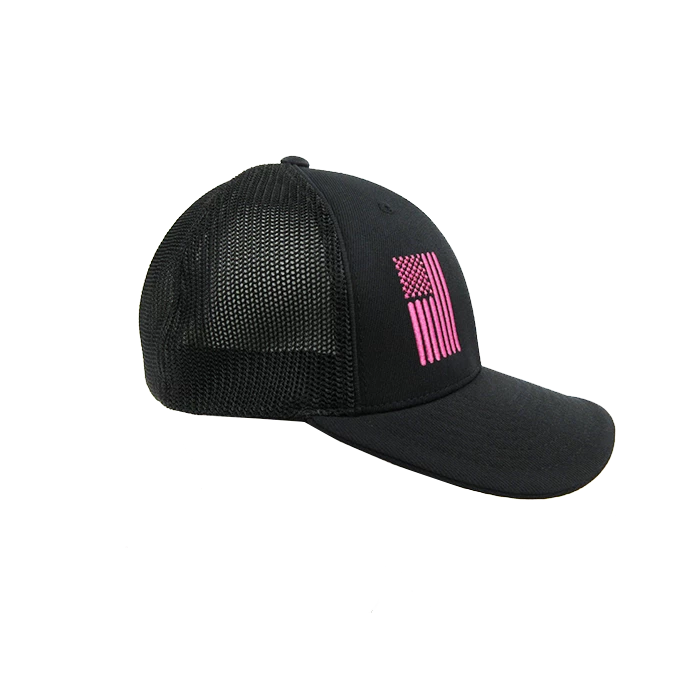Kelly's Ultimate Sports Easton Hat By Pacific (404M) All Black/Pink Flag 3 Kelly's Ultimate Sports Easton Hat By Pacific (404M) All Black/Pink Flag - Image 3