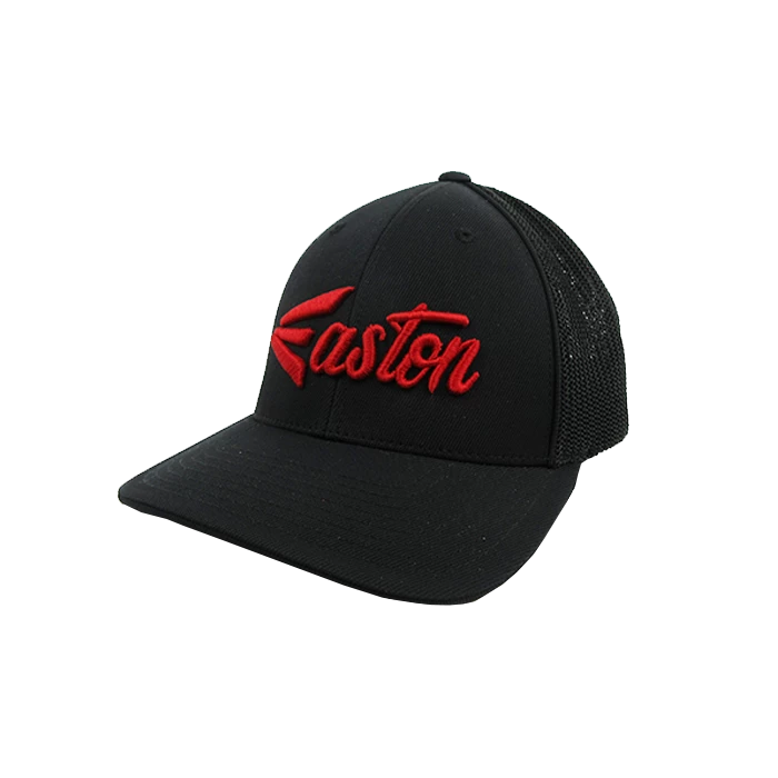 Kelly's Ultimate Sports Easton Hat By Pacific (404M) All Black/Red Script 1 Kelly's Ultimate Sports Easton Hat By Pacific (404M) All Black/Red Script