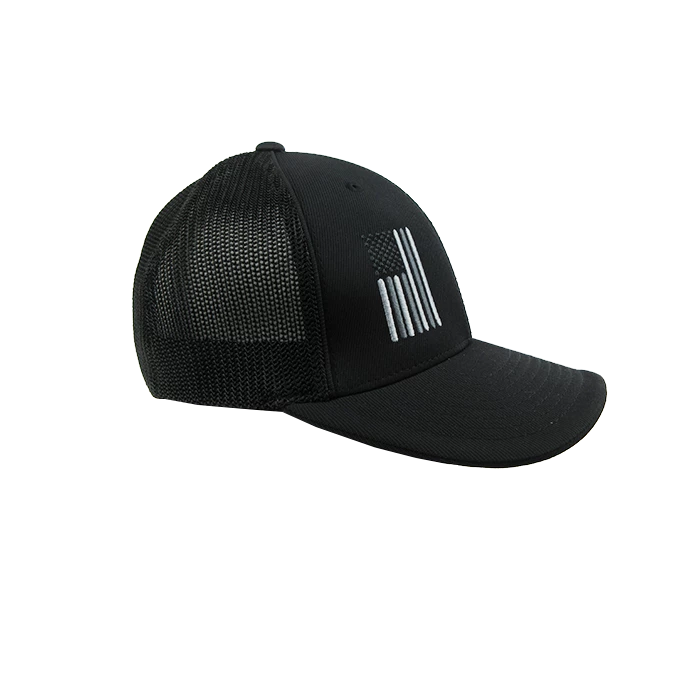 Kelly's Ultimate Sports Easton Hat By Pacific (404M) All Black/Grey Flag 3 Kelly's Ultimate Sports Easton Hat By Pacific (404M) All Black/Grey Flag - Image 3