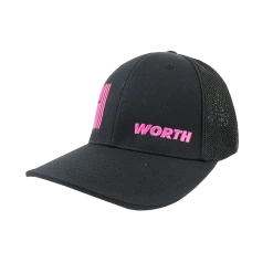 Kelly's Ultimate Sports Worth Hat By Pacific (404M) All Black/Pink Flag